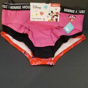 NWT Disney 3 Pack Pink, Black,Red Hipster Underwear Set, Size S
